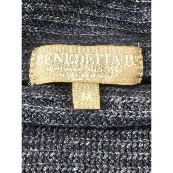 BENEDETTA B WOMEN’S BLUE/GRAY KNIT SWEATER – SIZE M – MERINO WOOL BLEND – ITALY - Picture 6 of 11